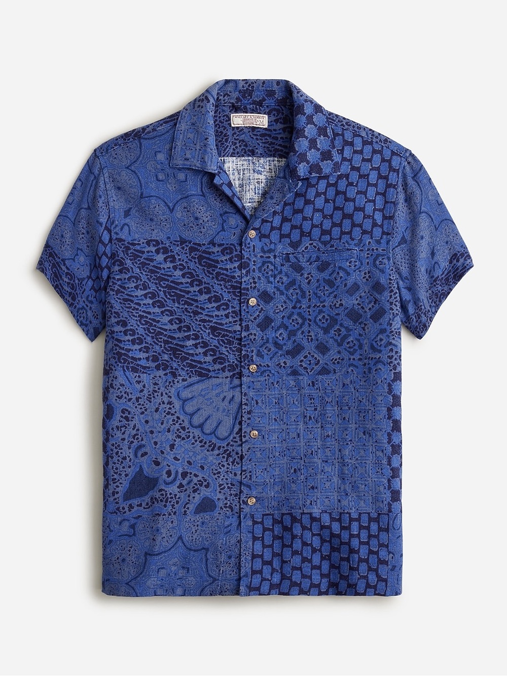 Wallace & Barnes Patchwork Collar Camp Button Down Shirt Large